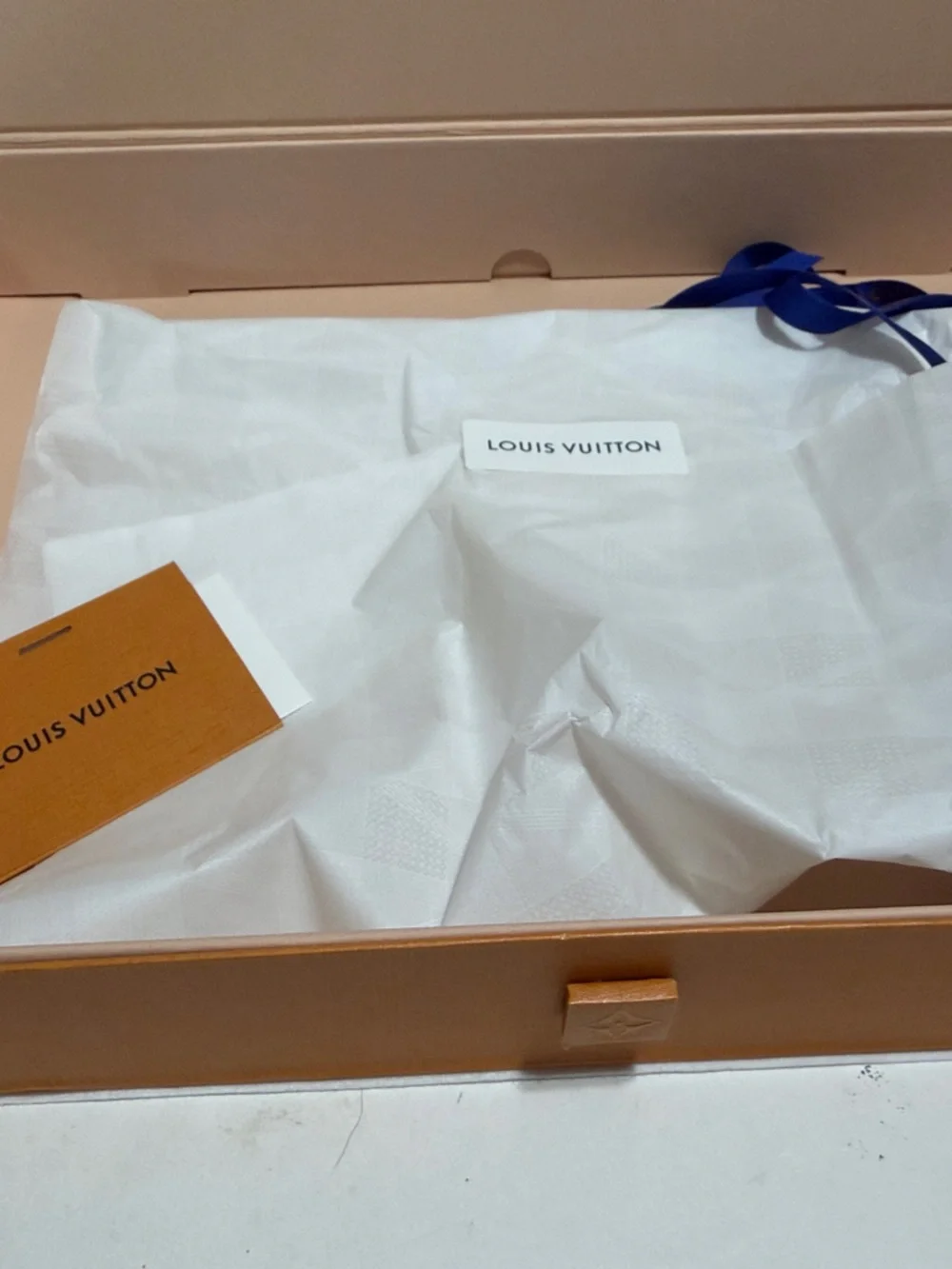 Louis Vuitton Orange Box with Navy Logo 16 x 11 x 2